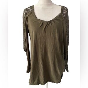 SPLESH size 2X stretch lace women’s olive green sweatshirt